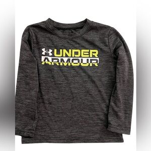 Under Armour Kids Gray Long Sleeve Tee with Yellow Logo